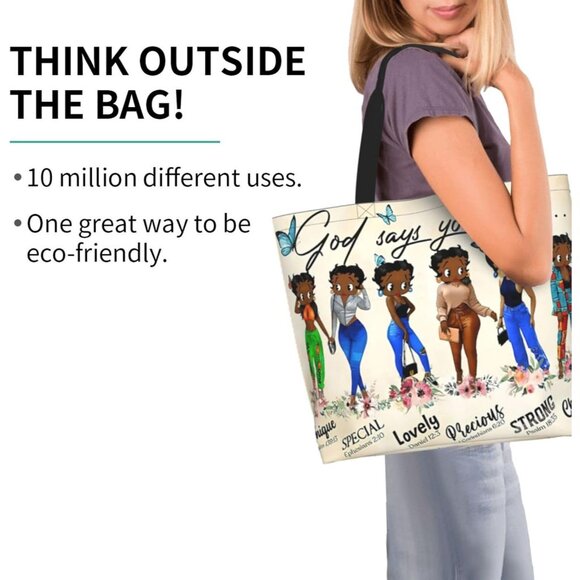 Women Tote Bag Polyester Large Capacity Casual Travel Shopping - Picture 3 of 9